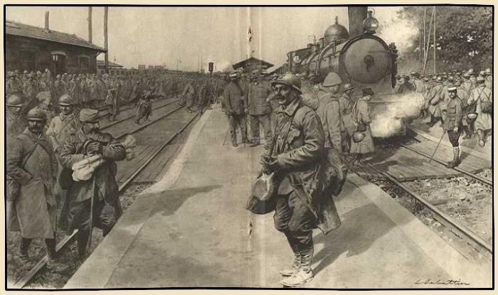 trains de permissionnaires en 1917-1918